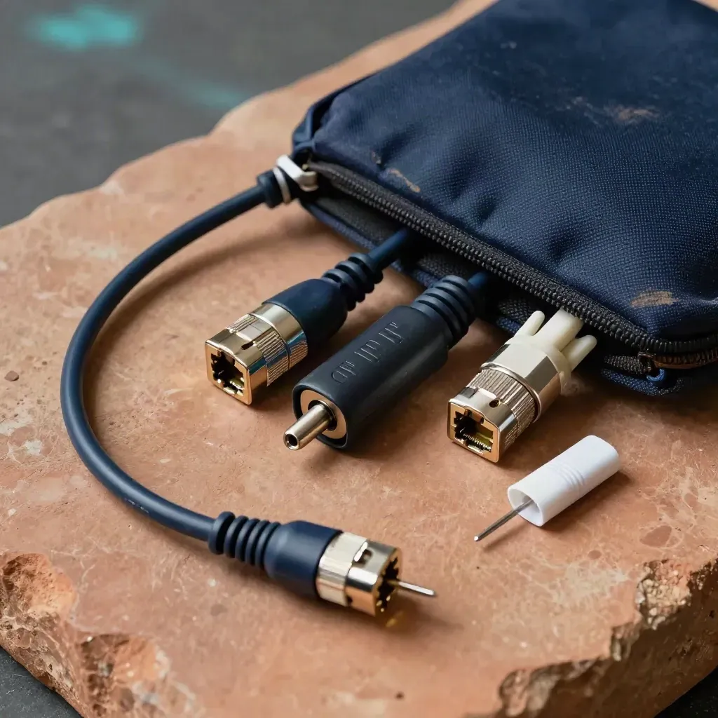 Ethernet field-fix kit with patch leads, couplers, tone tracer, and cable wraps